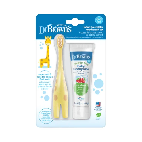 DR-HG061_R1_Pkg_Infant-to-Toddler_Toothbrush_Set Bliss & Bless-Dr. Brown's 幼兒牙膏 (草莓) 及長頸鹿軟毛牙刷套裝