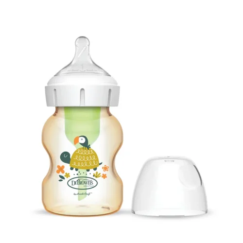 DR-WB51620-INTLX_R2_Product_OptionsPLUS_Wide-Neck_PPSU_5oz_150ml_turtle_design_1-pack_L Bliss & Bless-Dr. Brown's Options+ 仿母乳排氣奶樽 - 小龜印花 (1階段奶咀) - PPSU 5oz