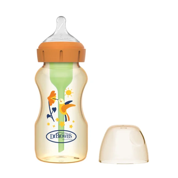 DR-WB91620OptionsPLUS_Wide-Neck_PPSU_9oz_270ml_Level_2_Nipple_Hummingbird_L Bliss & Bless-Dr. Brown's Options+ 仿母乳排氣奶樽 - 蜂鳥印花 (2階段奶咀) - PPSU 9oz