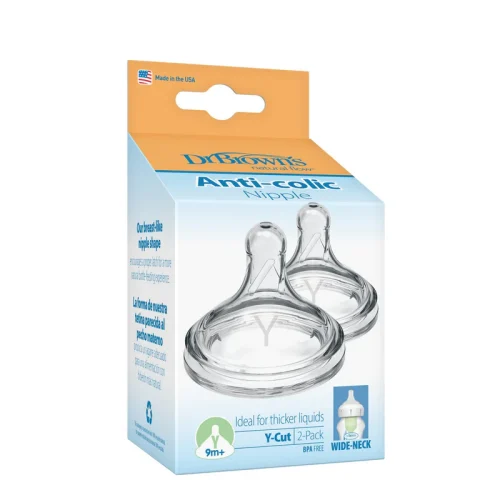 DR-WNY201-INTL_R1_Pkg_3Q_Y-Cut_Silicone_Wide-Neck_Nipple_2-Pack_L Bliss & Bless-Dr. Brown's 仿母乳矽膠奶咀兩個裝 - Y-Cut (美國製造) 9M+