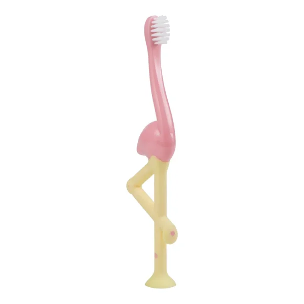 HG058_Product_3Q_Toddler_Toothbrush_Pink_Flamingo_L Bliss & Bless-Dr. Brown's 小童軟毛吸盤牙刷 - 小紅鶴