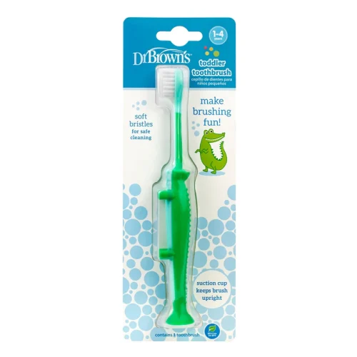 HG059_Pkg_F_Toddler_Toothbrush_Crocodile_L Bliss & Bless-Dr. Brown's 小童軟毛吸盤牙刷 - 小鱷魚