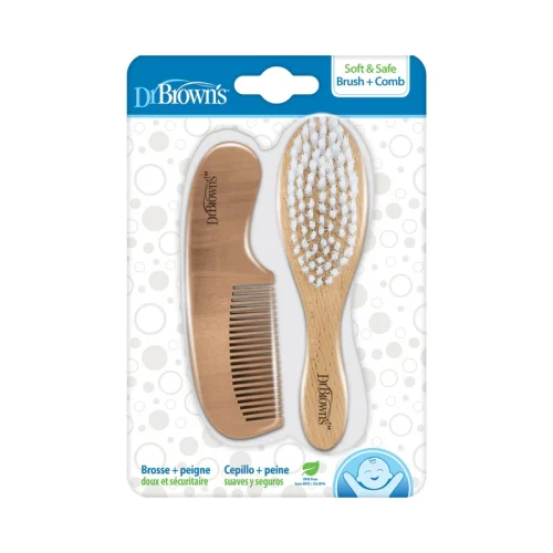 HG086_Pkg_F_Soft_and_Safe_Brush_and_Comb_L Bliss & Bless-Dr. Brown's Soft & Safe 木柄軟毛髮刷+髮梳套裝