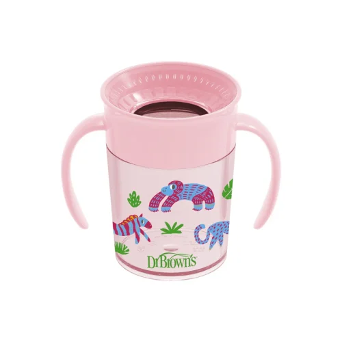 TC71005_Product_Top_Angle_Cheers_360_Cup_with_Handles_7oz_200ml_pink_2_L Bliss & Bless-Dr. Brown's 森林樂園 360 度連蓋防漏雙柄學習杯 7oz - 粉紅