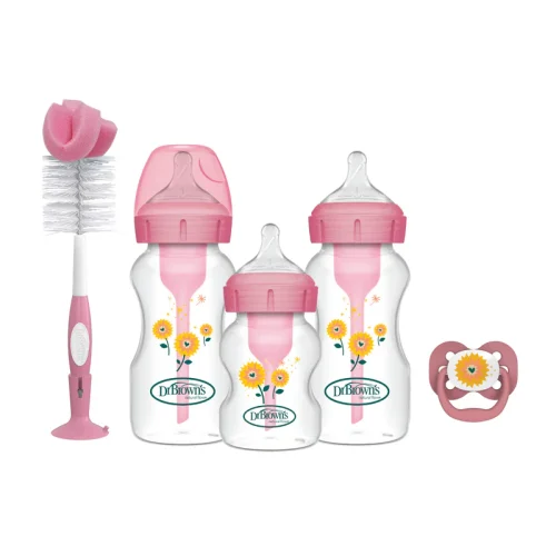 WB03610-INTLX_R1_Product_F_OptionsPLUS_Wide-Neck_Pink_Floral_Starburst_Gift_Set_3a1a0c9e-0d64-4daa-a61b-7170e64bd2b0 Bliss & Bless-Dr. Brown's Options+ 印花PP排氣奶樽+清潔刷套裝 - 粉紅