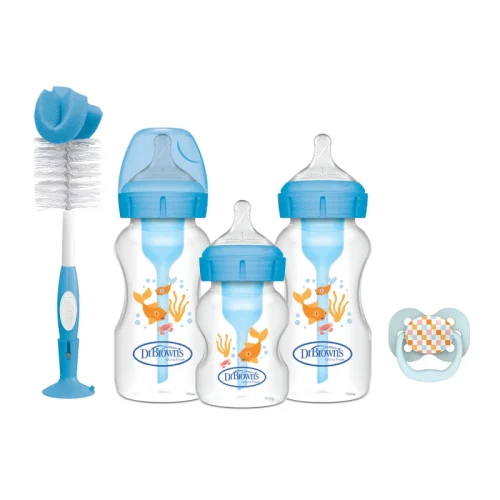 WB03620-INTLX_R1_Product_F_OptionsPLUS_Wide-Neck_Blue_Goldfish_Gift_Set Bliss & Bless-Dr. Brown's Options+ 印花PP排氣奶樽+清潔刷套裝 - 藍色