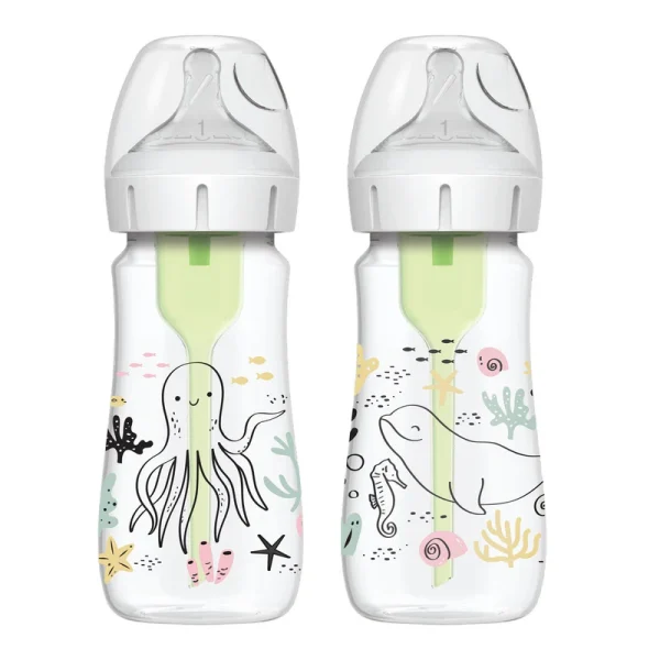WB92028_Product_OptionsPLUS_Wide-Neck_designer_edition_9oz_270ml_Ocean_decos_2-Pack_L Bliss & Bless-Dr. Brown's Options+ 排氣奶樽 海洋彩繪 PP 9oz 兩個裝