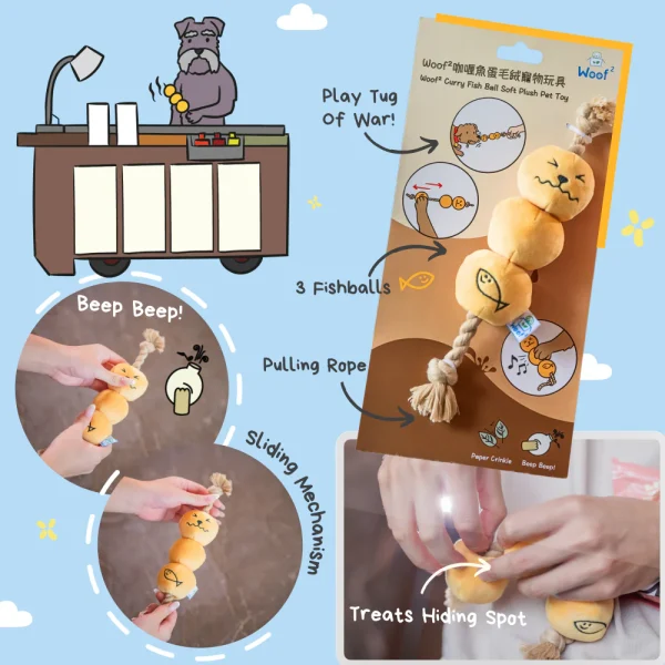Woof_Curry_Fishball_Soft_Plush_Rope_Pet_Pull_Toy_2_1800x1800 Woof² Meow²-Woof² | 咖喱魚蛋毛絨拉扯寵物玩具
