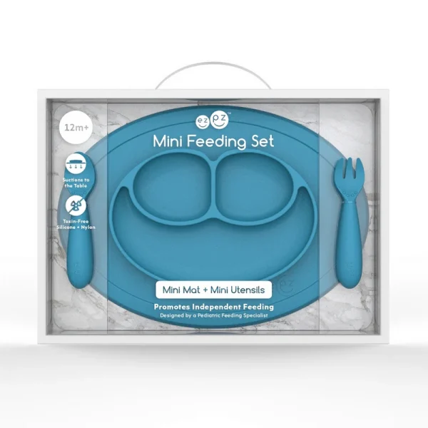 ep-2506 Bliss & Bless-Ezpz Mini Mat 矽膠迷你笑臉餐碟+餐具套裝